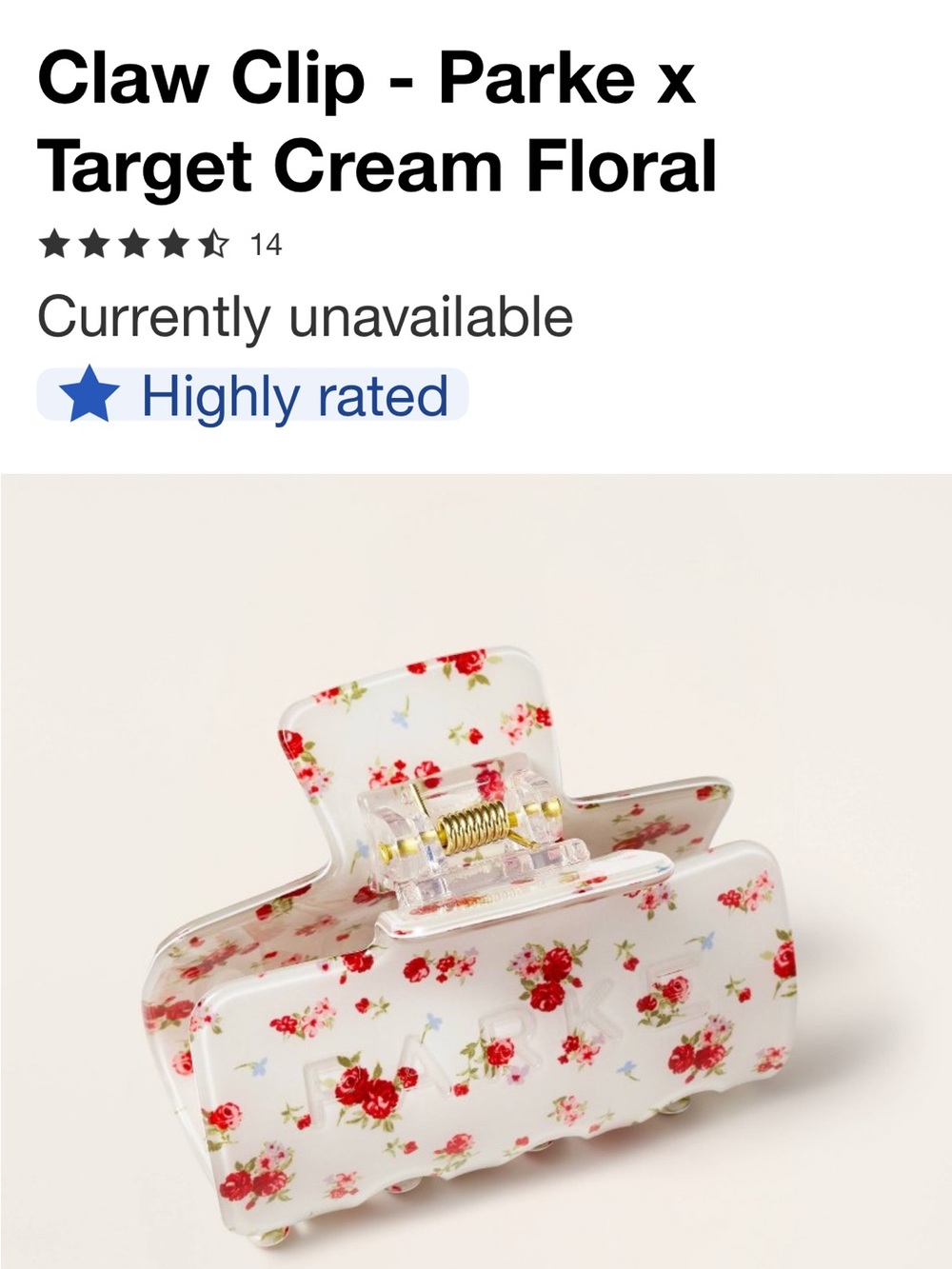 Cream Floral Claw Clip